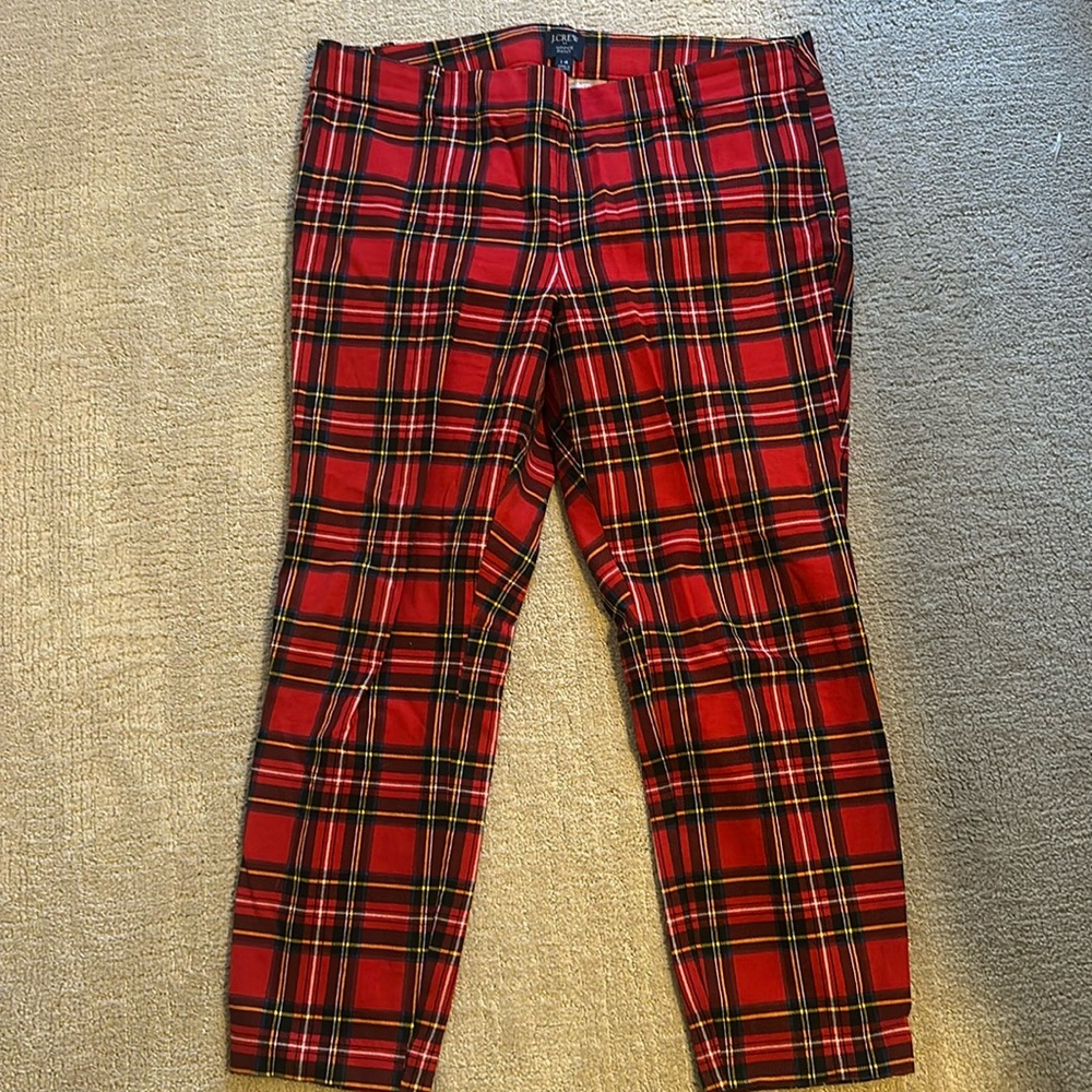 J. Crew Factory Red Plaid Skinny Pants